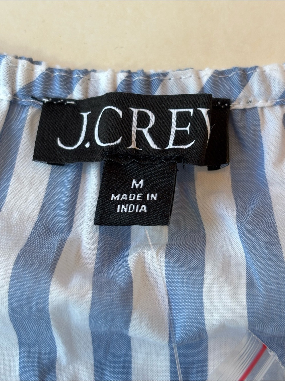 J.Crew NWT Blue White Striped Smocked Cotton Peplum Blouse Size Medium NEW - Picture 4 of 12